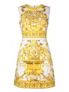 Dolce & Gabbana Majolica Cotton-blend Brocade Minidress In Yellow