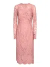 Dolce & Gabbana Pink Lace Tube Longuette Dress In Pink
