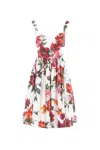 Dolce & Gabbana White Cotton Poplin Dress In Multi