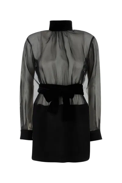 DOLCE & GABBANA DOLCE & GABBANA BLACK ORGANZA MINI DRESS