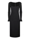 Dolce & Gabbana Long-sleeve Square-neck Midi Dress In Black