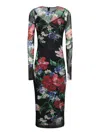 Dolce & Gabbana Flower Print Satin Midi Dress In Multi