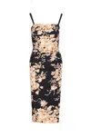 Dolce & Gabbana Floral Print Fitted Dress With Spaghetti Straps In Black