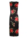 Dolce & Gabbana Women Black Dress With All-over Floral Print In Silk Woman In Black