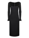 Dolce & Gabbana Long-sleeve Square-neck Midi Dress In Black