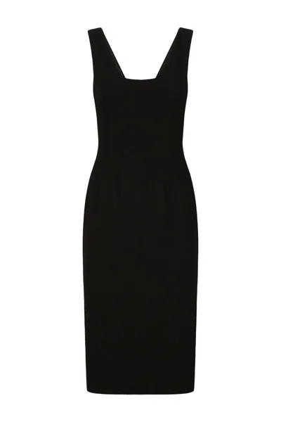 Dolce & Gabbana Dg Logo Plaque Sleeveless Knitted Dress In Black