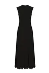 Dolce & Gabbana Organzino Sleeveless Flared Midi Dress In Black