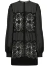Dolce & Gabbana Women's Silk Blend Organza Cream Texture Dress In Black