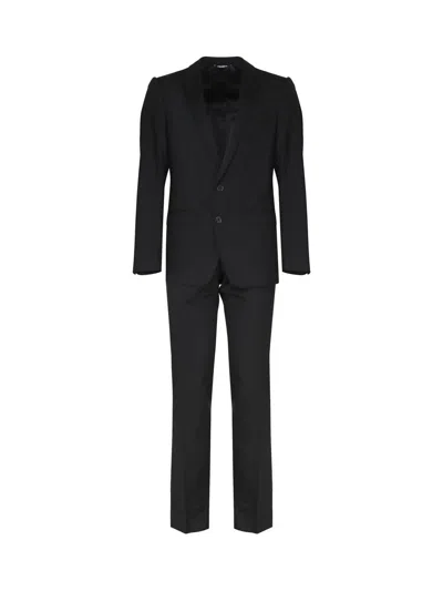 Dolce & Gabbana Two-piece Stretch Wool Suit In Black