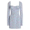 Dolce & Gabbana Small Rose-print Short Charmeuse Dress In Blue