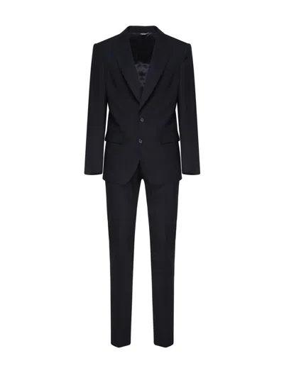 Dolce & Gabbana Two-piece Stretch Wool Suit In Blue