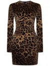 Dolce & Gabbana Short Chenille Jacquard Dress In Brown