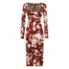 Dolce & Gabbana Floral Pattern Knee-length Dress With Long Sleeves In Brown