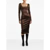 Dolce & Gabbana Stretch Satin Dress In Brown