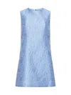 Dolce & Gabbana Short Floral Quilted Jacquard A-line Dress In Clear Blue