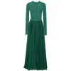 Dolce & Gabbana Cordonetto Lace And Silk Chiffon Gown In Green