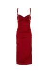 Dolce & Gabbana Red Dress With Bustier Design And Ruffled Details In Fabric Woman In Medium Burgundy