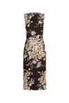 Dolce & Gabbana Rose Cretonne Charmeuse Sleeveless Midi Dress In Multi