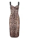 Dolce & Gabbana Leopard-print Satin Midi Corset Dress In Multi