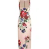 Dolce & Gabbana Satin Calf-length Sheath Dress With Floral Print In Multicolor
