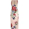 Dolce & Gabbana Satin Calf-length Sheath Dress With Floral Print In Multicolor