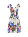 Dolce & Gabbana Multicolor Short Dress With All-over Floral Print In Multicolour