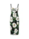 Dolce & Gabbana Multicolor Gardenia Print Midi Dress In Multicolour