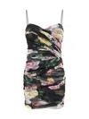 Dolce & Gabbana Black Stretch Marquisette Midi Dress In Multicolour