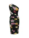 Dolce & Gabbana Elegant Black Dress In Polyamide With Floral Pattern For Cocktails And Evenings In Black
