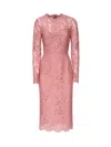 Dolce & Gabbana Lace Pencil Longuette Dress Dresses Rose In Pink