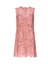 Dolce & Gabbana Floral Lace Overlay Dress With Scalloped Hem In Pink