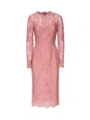 Dolce & Gabbana Lace Pencil Longuette Dress Dresses Rose In Pink