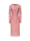 Dolce & Gabbana Lace Pencil Longuette Dress Dresses Rose In Pink