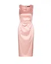 Dolce & Gabbana Silhouette Dress Slit Midi Satin Sleeveless In Pink