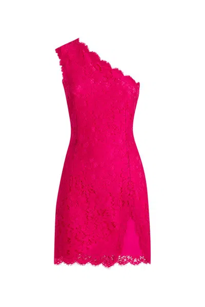 Dolce & Gabbana Mini Dress With Cordonet Lace Slit In Pink