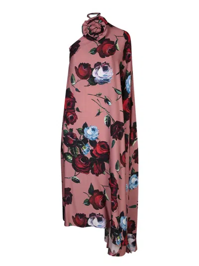 Dolce & Gabbana Rose Vintage One-shoulder Dress In Pink