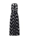 Dolce & Gabbana Pleated Chiffon Calf-length Dress With Polka-dot Print In Pois Grande Bco F Ne