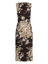 Dolce & Gabbana Rose Cretonne Charmeuse Sleeveless Midi Dress In Multi