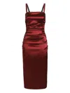 Dolce & Gabbana Ruched Satin Midi Dress In Red