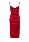 Dolce & Gabbana Women Red Dress With Bustier Design And Ruffled Details In Fabric Woman In Red