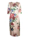 Dolce & Gabbana Women Satin Dress With Iconic Floral Print In White