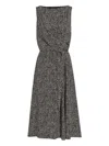 Dolce & Gabbana Heavy Crepe Dress With Chevron Print Dresses Grey In Gray