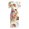 Dolce & Gabbana Midi Dress In Cretonne With A Bouquet Print In Multi