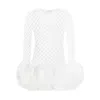 Dolce & Gabbana Sequinned Mesh Feather-trimmed Mini Dress In White