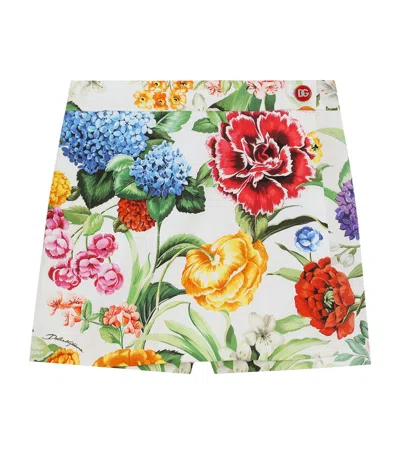 Dolce & Gabbana Kids' Drill Floral Skort In White