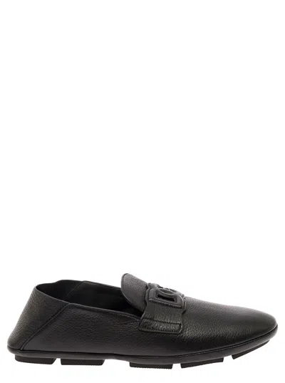 DOLCE & GABBANA DOLCE & GABBANA MEN 'DRIVER' BLACK LOAFERS WITH DG LOGO IN LEATHER MAN