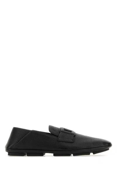 Dolce & Gabbana Driver Loafers In Deer Leather In Black