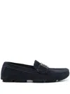 Dolce & Gabbana Driver Moccasin In Blue Suede With Logo In Navy