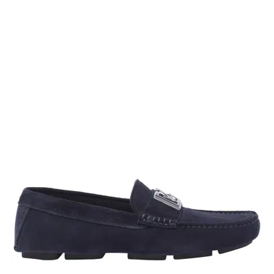 Dolce & Gabbana Midnight Blue Suede Slip-ons In Multi