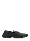 Dolce & Gabbana Leather Loafers With Round Toe And Textured Finish In Black